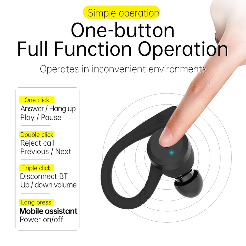 Waterproof Bluetooth 5.0 Sport Ear Pods (5.5 HRS Play Time)