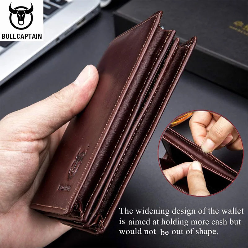 BULLCAPTAIN Men's Genuine RFID Leather Wallet