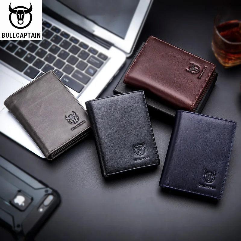 BULLCAPTAIN Men's Genuine RFID Leather Wallet