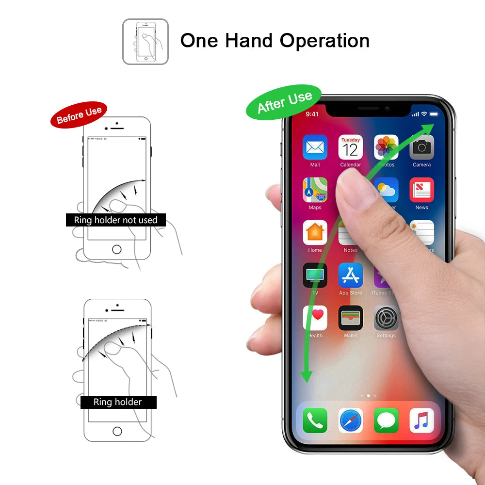 Black/Gold Bat Finger Ring Phone Holder 360 Rotate Desktop Mount