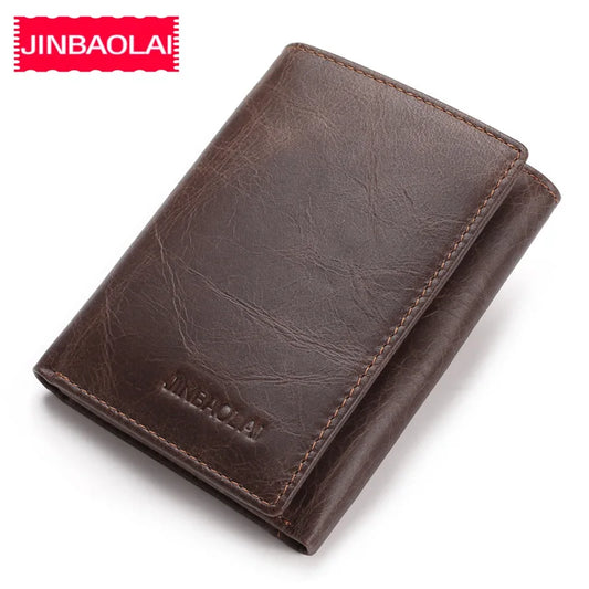 JINBAOLAI Genuine Cow Leather Men’s Wallet