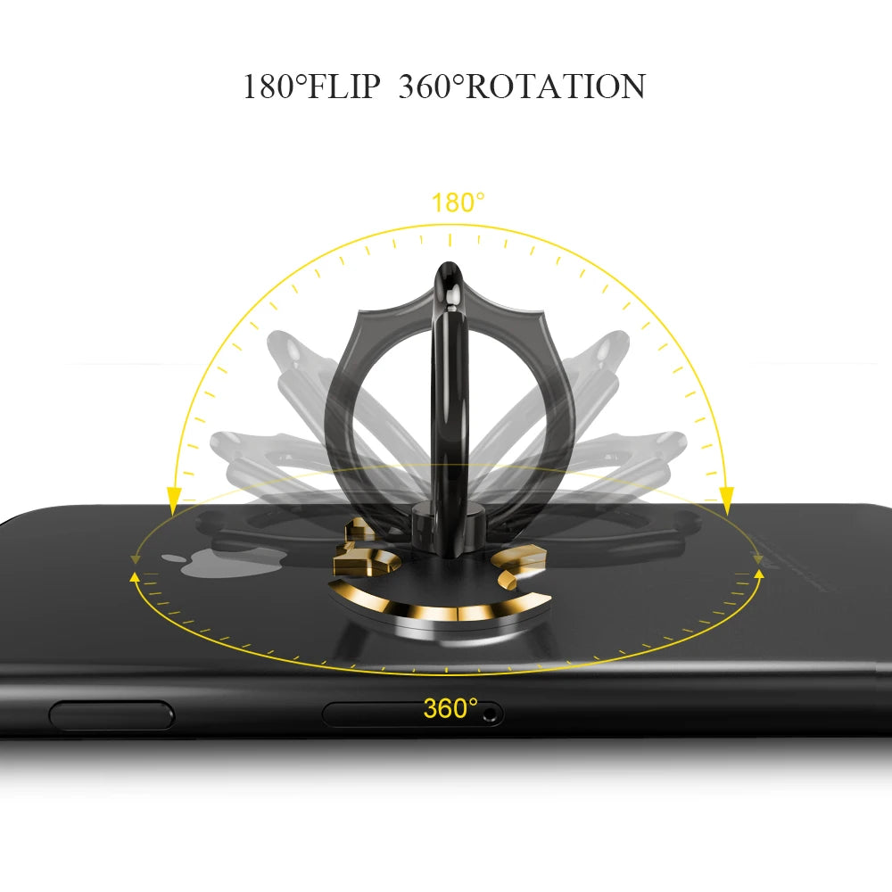 Black/Gold Bat Finger Ring Phone Holder 360 Rotate Desktop Mount