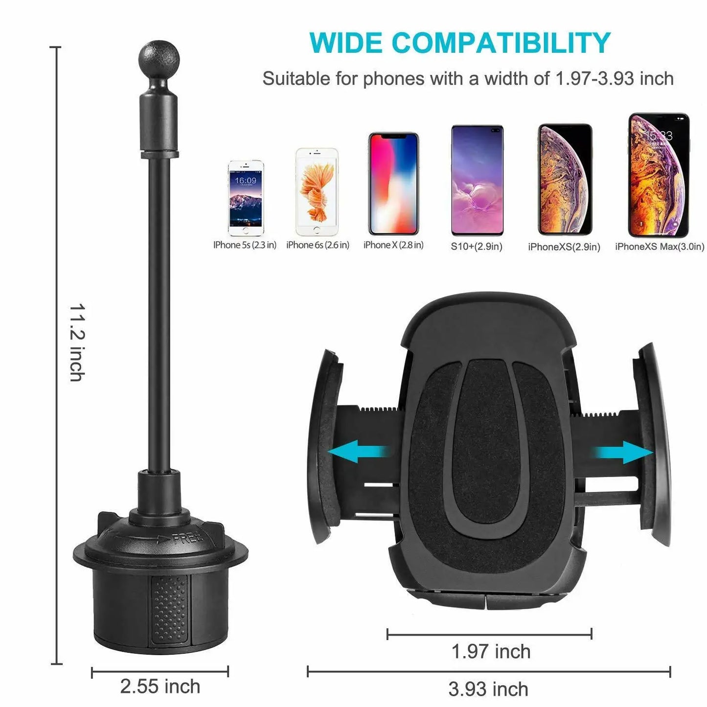 Hands Free Sturdy Adjustable Universal Gooseneck Cell Phone Cup Holder Mount