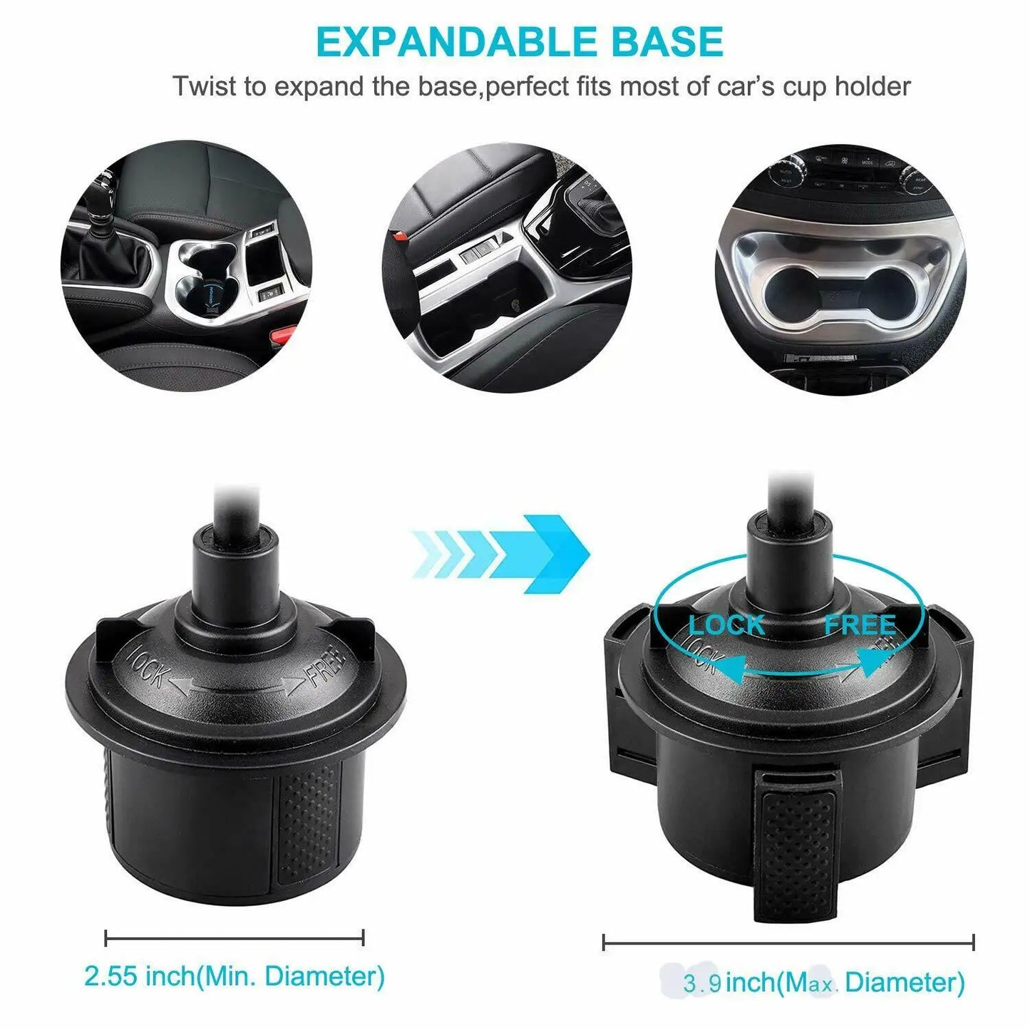 Hands Free Sturdy Adjustable Universal Gooseneck Cell Phone Cup Holder Mount