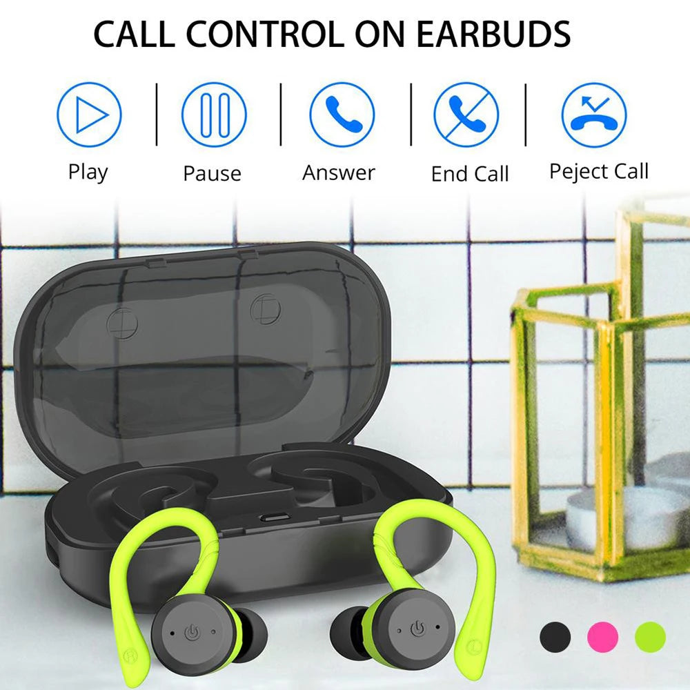 Waterproof Bluetooth 5.0 Sport Ear Pods (5.5 HRS Play Time)