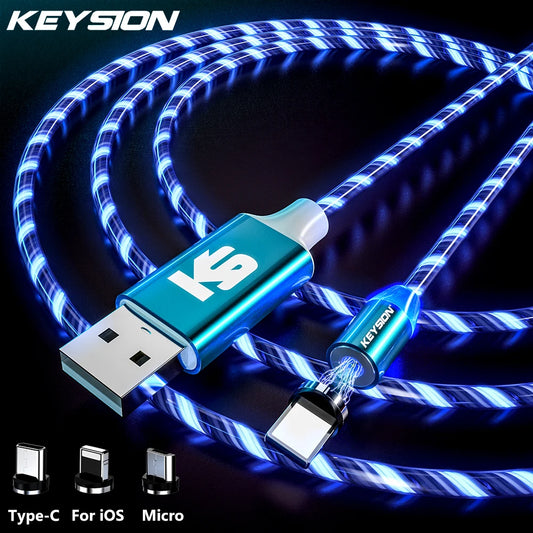 KEYSION Magnetic Cable Flowing Light LED Micro USB Cable Type C