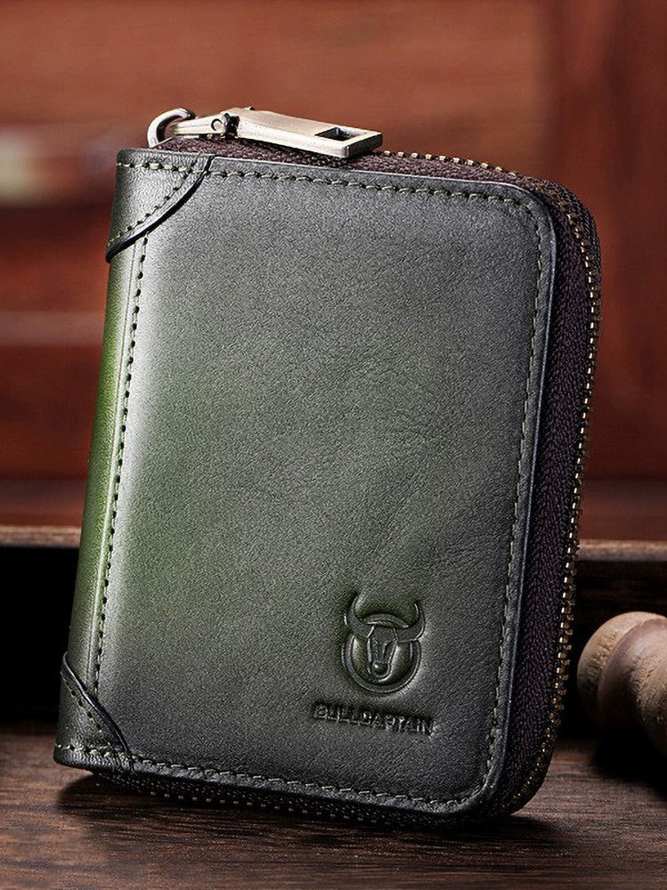 RFID  Cowhide Leather Bank Card Holder