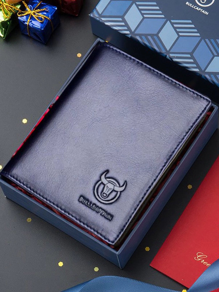 Men's Genuine Leather Retro Vertical One-Piece Wallet