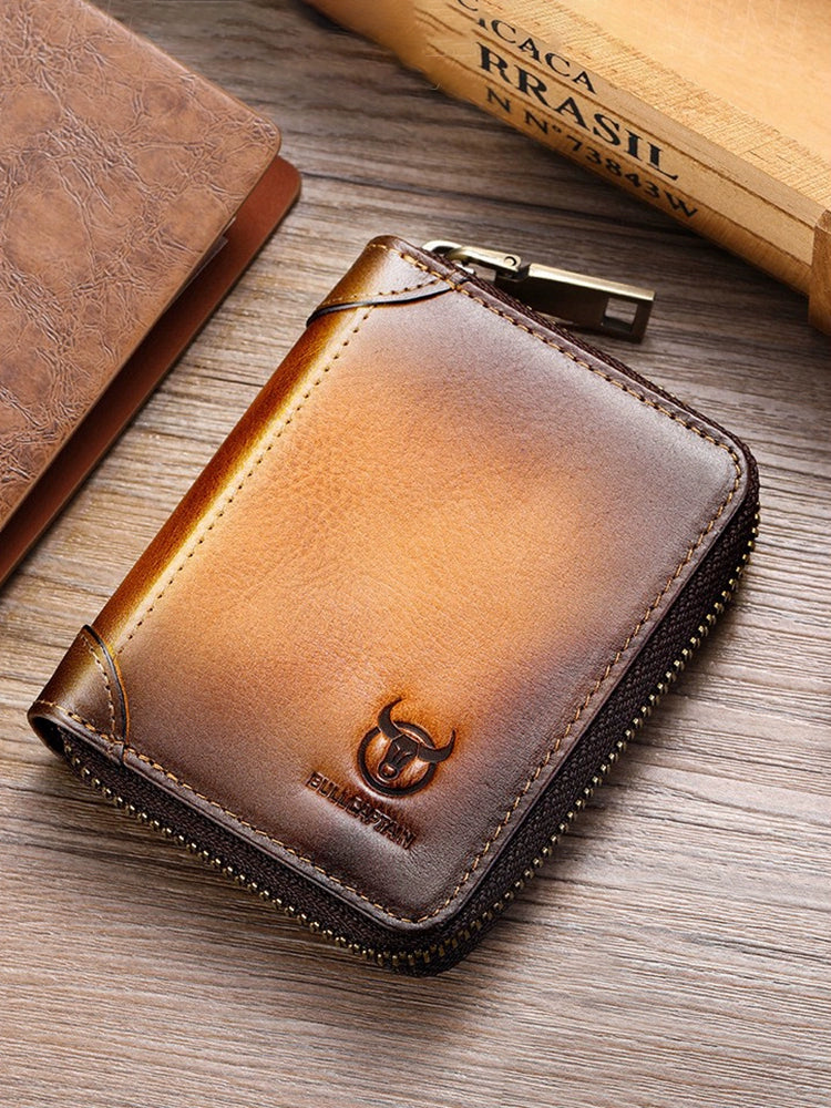 RFID  Cowhide Leather Bank Card Holder