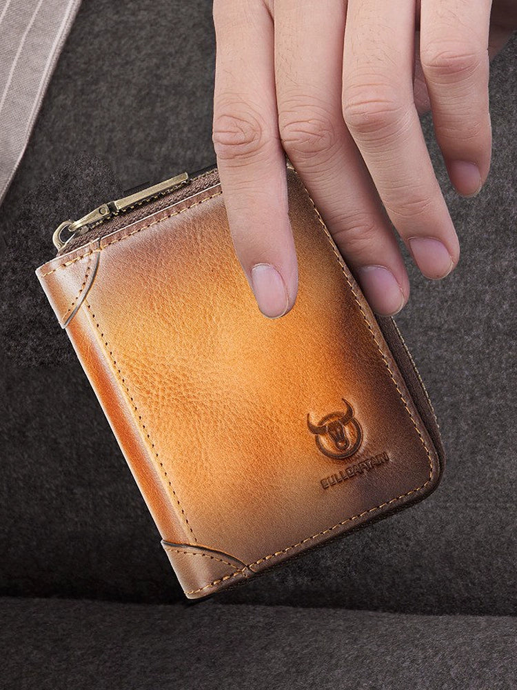 RFID  Cowhide Leather Bank Card Holder