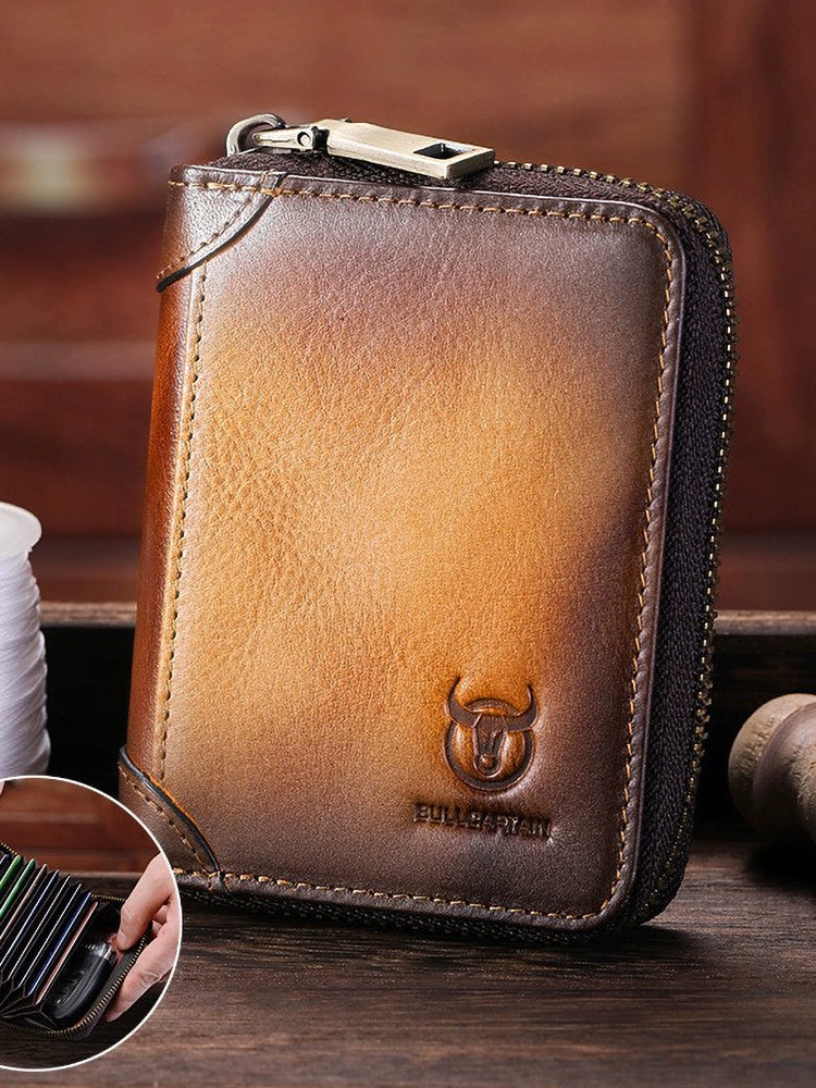 RFID  Cowhide Leather Bank Card Holder