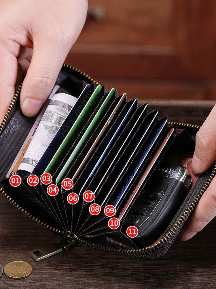 RFID  Cowhide Leather Bank Card Holder