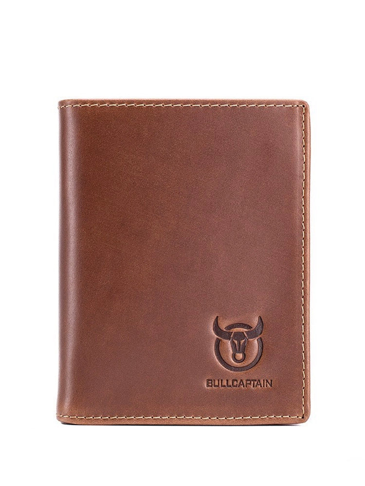 Men's Genuine Leather Retro Vertical One-Piece Wallet
