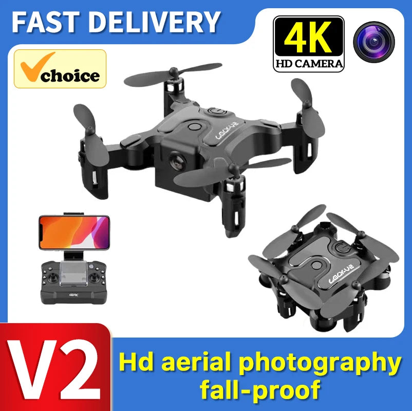 V2 Folding 4K Mini RC Remote Control Drone
