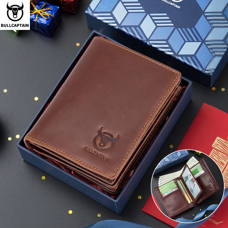 BULLCAPTAIN Men's Genuine RFID Leather Wallet