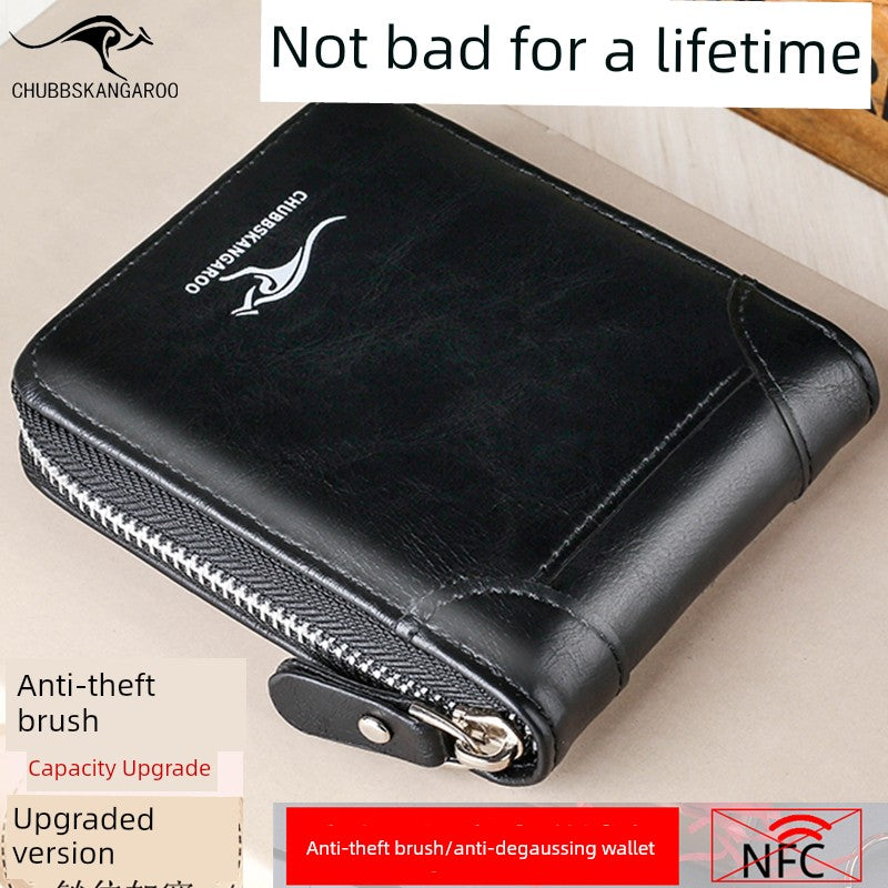 Men's RFID Retro Trendy Synthetic Leather Zippered Card Holder