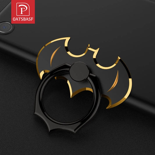 Black/Gold Bat Finger Ring Phone Holder 360 Rotate Desktop Mount
