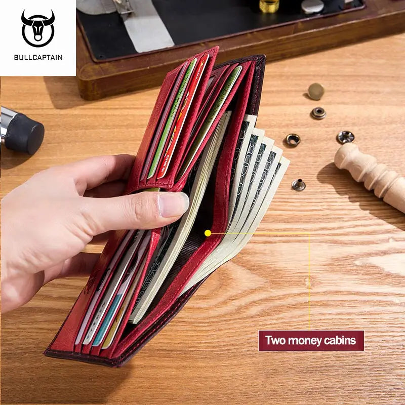 BULLCAPTAIN RFID Blocking Men's Leather Wallet